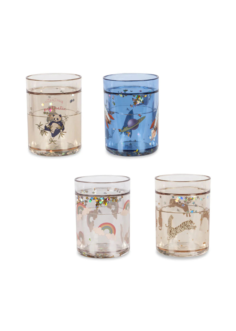 Konges Slojd - 4er Pack Glitzerbecher für Mädchen/Kinder/Jungen in blau/beige