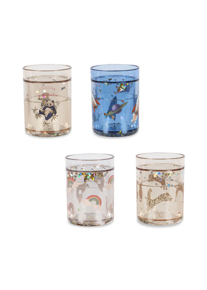 Konges Slojd - 4er Pack Glitzerbecher für Mädchen/Kinder/Jungen in blau/beige