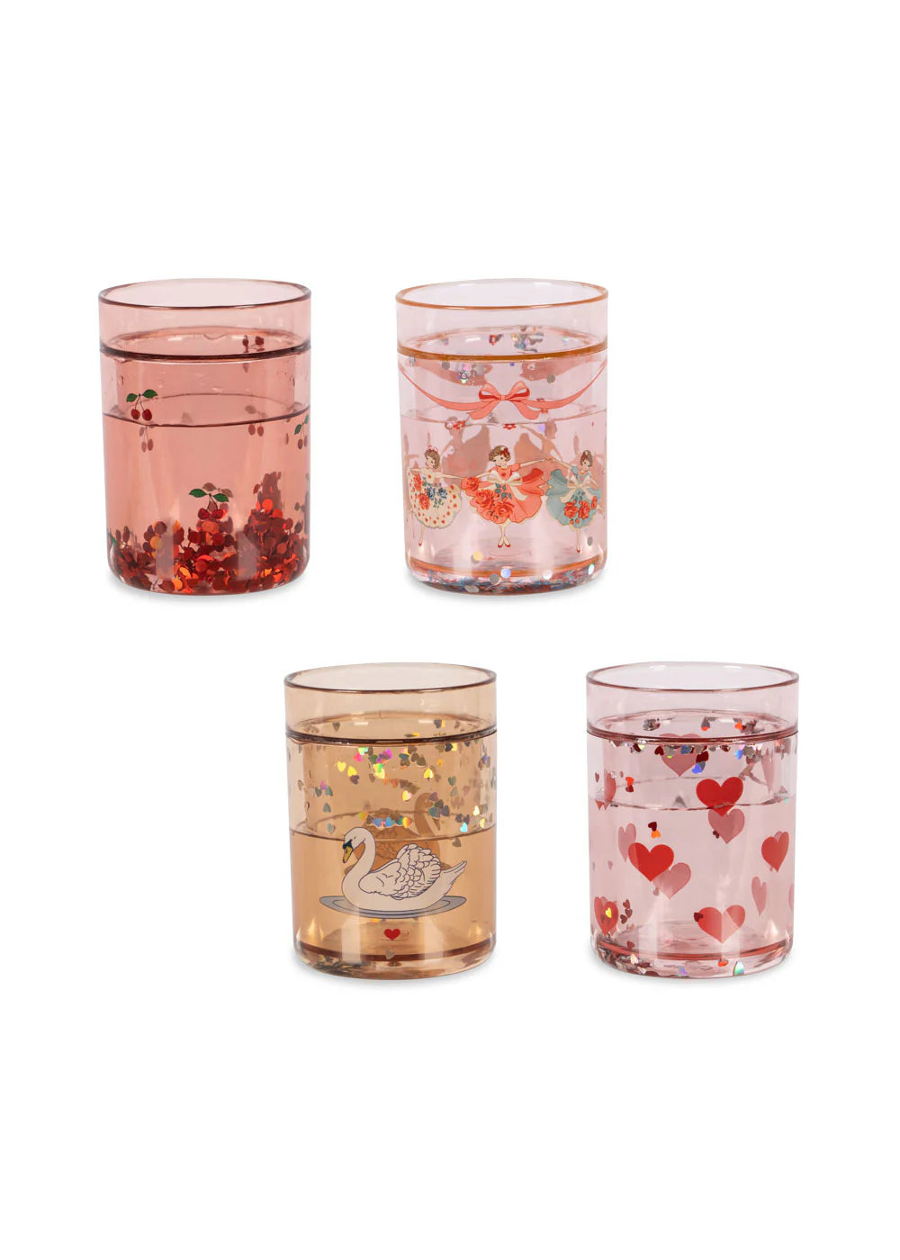 Konges Slojd - 4er Pack Glitzerbecher für Mädchen/Kinder in rosa