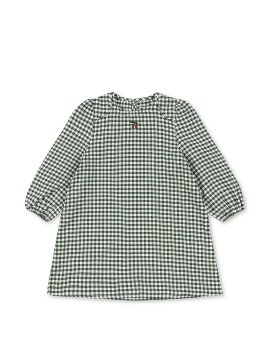 Konges Slojd - Baby Kleid &quot;Foret&quot; in grün kariert aus Baumwolle