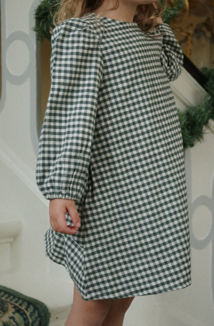 Konges Slojd - Baby Kleid &quot;Foret&quot; in grün kariert aus Baumwolle
