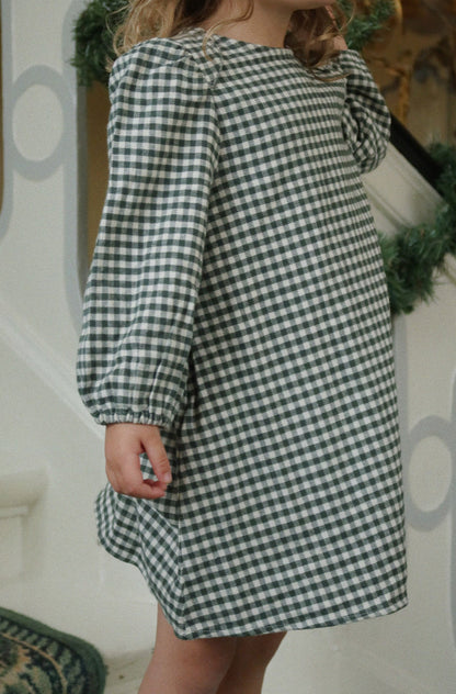 Konges Slojd - Baby Kleid &quot;Foret&quot; in grün kariert aus Baumwolle