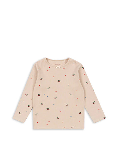 Konges Slojd - Langarmshirt mit Rippen-Stoff für Kinder/Mädchen in rosa aus Baumwolle