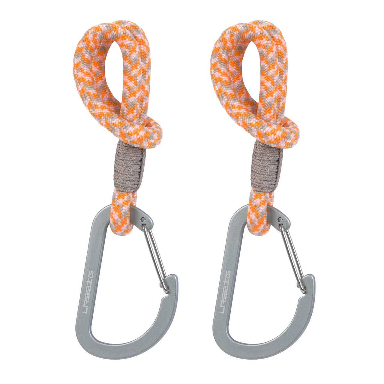 Lässig - Kinderwagenhaken 2er-Set Karabiner Cord Beige/Orange