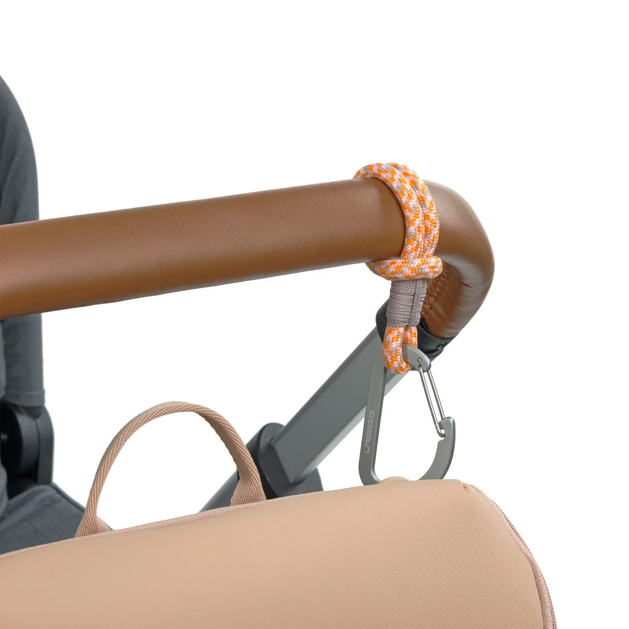 Lässig - Kinderwagenhaken 2er-Set Karabiner Cord Beige/Orange