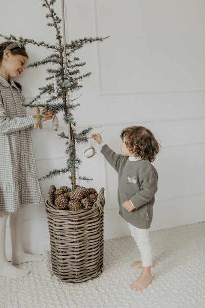 Leevje - Kinder Strickpullover Wolle/ Baumwolle grün