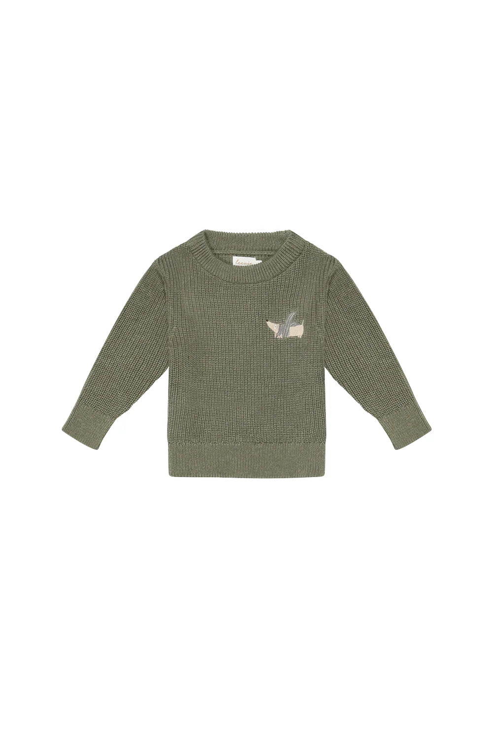 Leevje - Baby Strickpullover Wollw/ Baumwolle Dackel grün