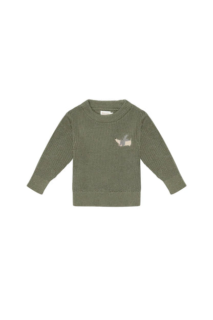 Leevje - Kinder Strickpullover Wolle/ Baumwolle grün