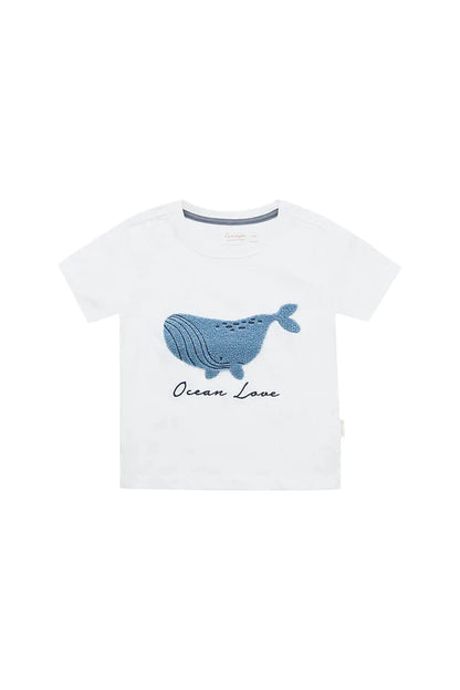 Cooles T-Shirt in weiss mit Wal aus Bio-Baumwolle für Mädchen und Jungen von Leevje.