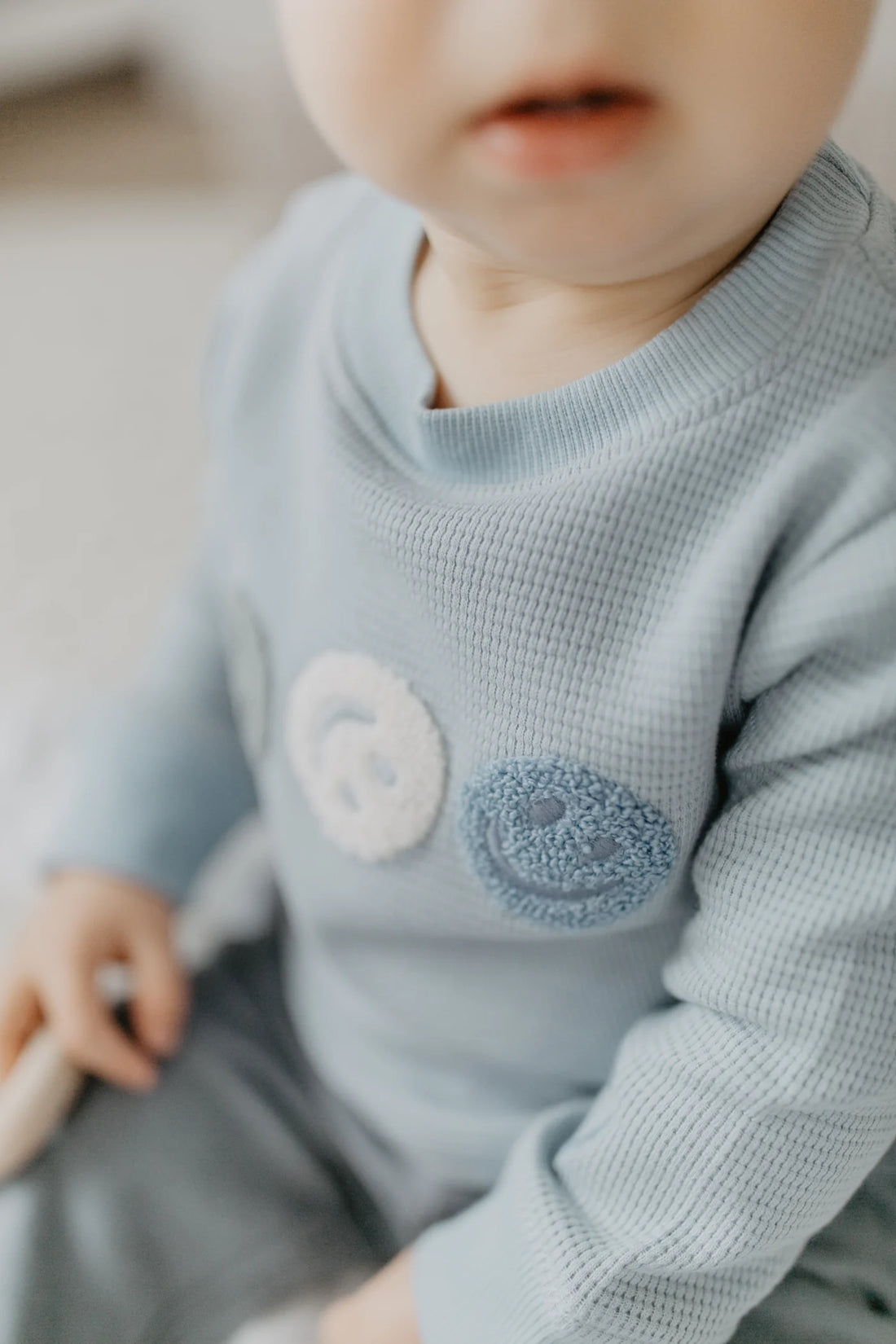 Leevje - Baby Langarmshirt Waffelpique Smiley Baumwolle (bio)