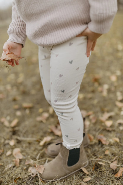 Leevje - Leggings mit Herzen &amp; Schleife für Mädchen/Kinder in beige