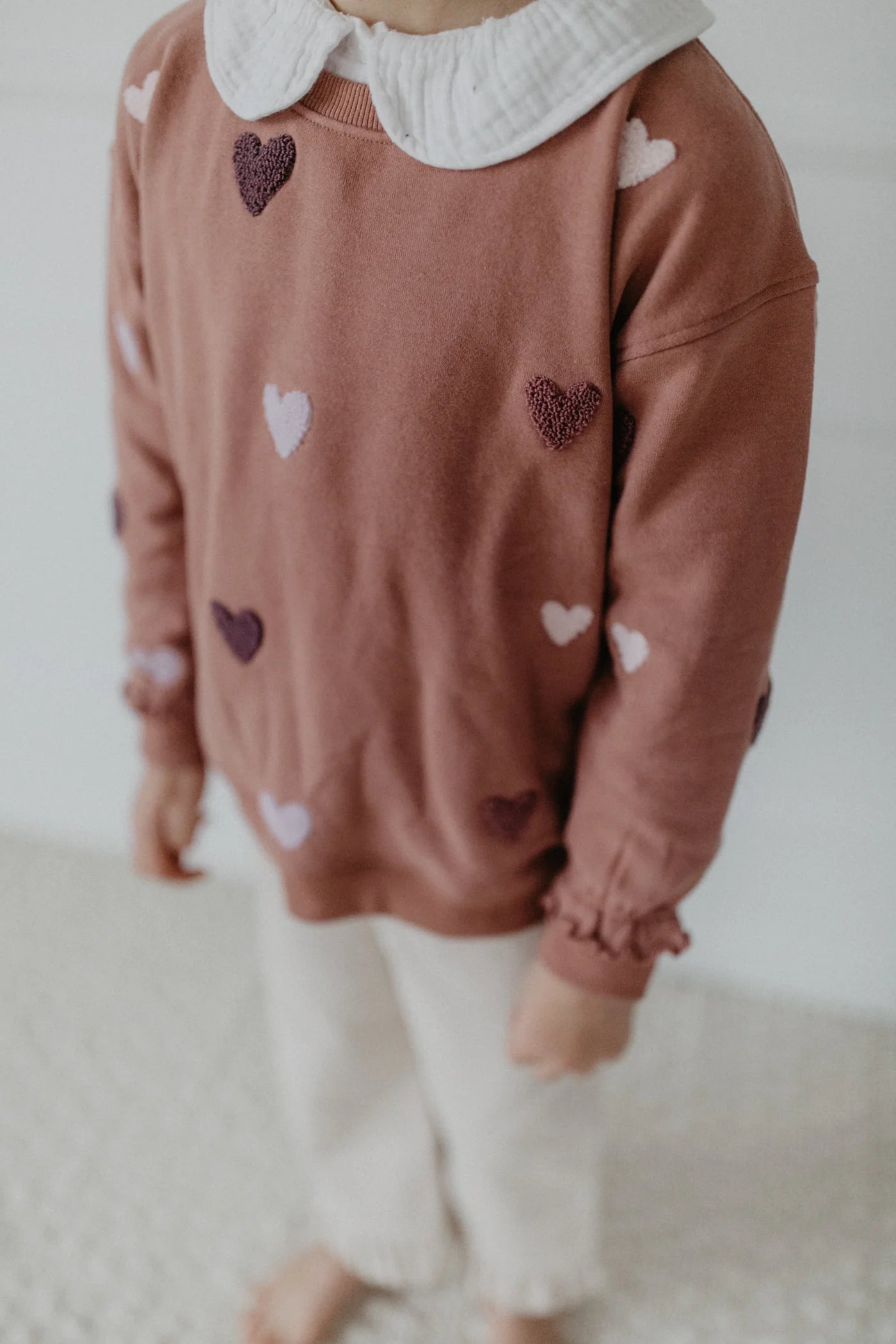 Leevje - Kinder Baby Sweatshirt Stickerei Herzen Baumwolle (bio)