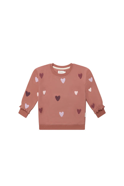 Leevje - Kinder Baby Sweatshirt Stickerei Herzen Baumwolle (bio)