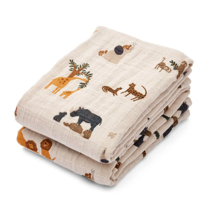 Liewood - Baby Swaddle Biobaumwolle Safari 2-er Set