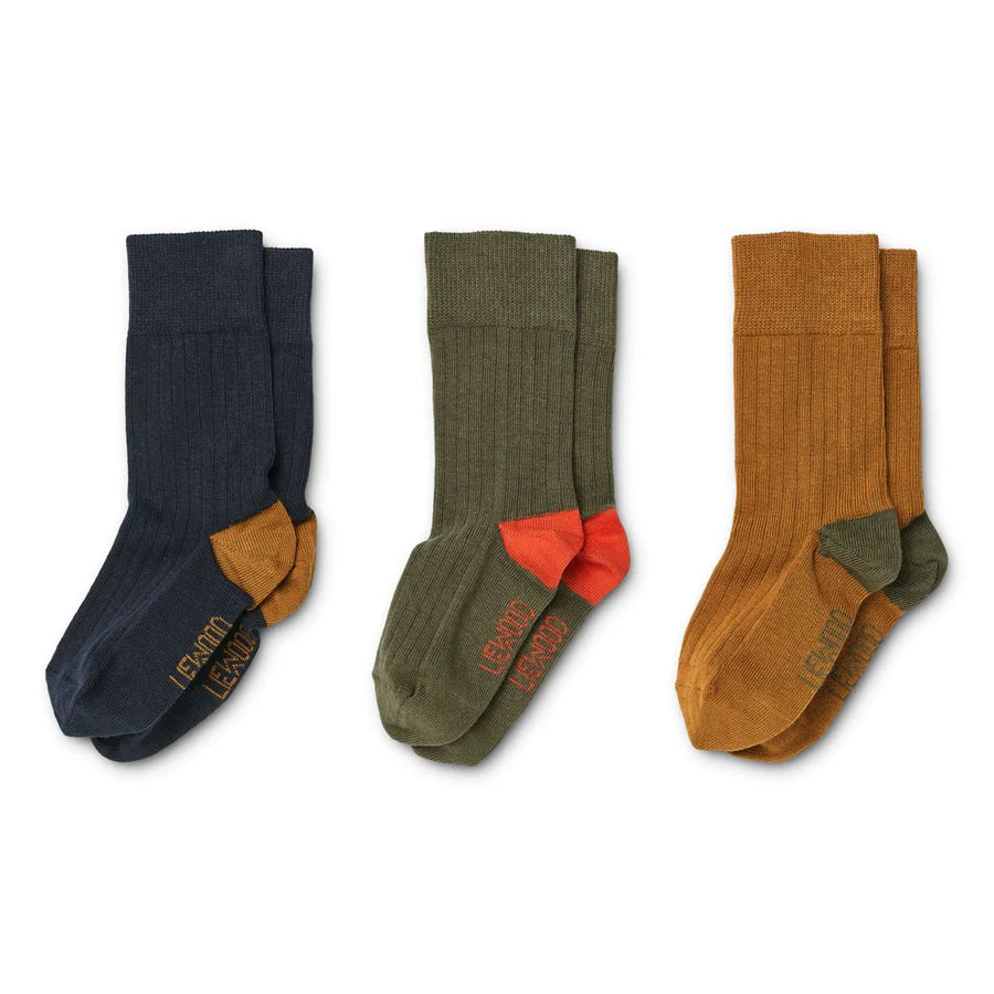 Liewood - Socken 3-er Pack blau, grün, curry