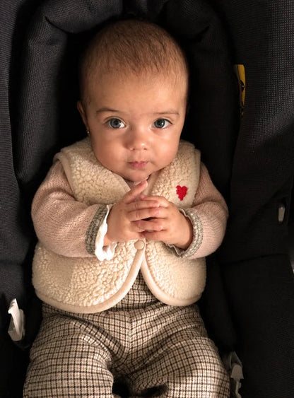 Alwero - Baby Wollweste LULU natur mit Herz