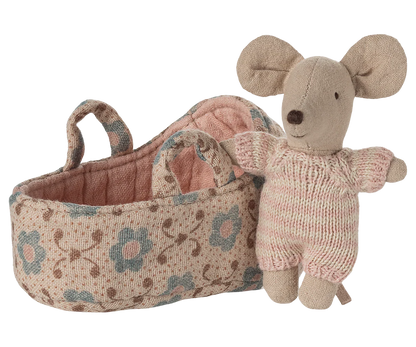 Maileg - Babymaus in der Tragentasche rosa