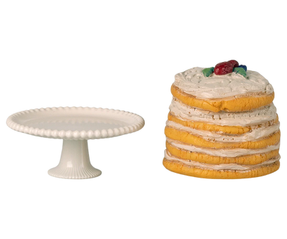 Maileg - Partykuchen und Kuchenplatte Maus weiß