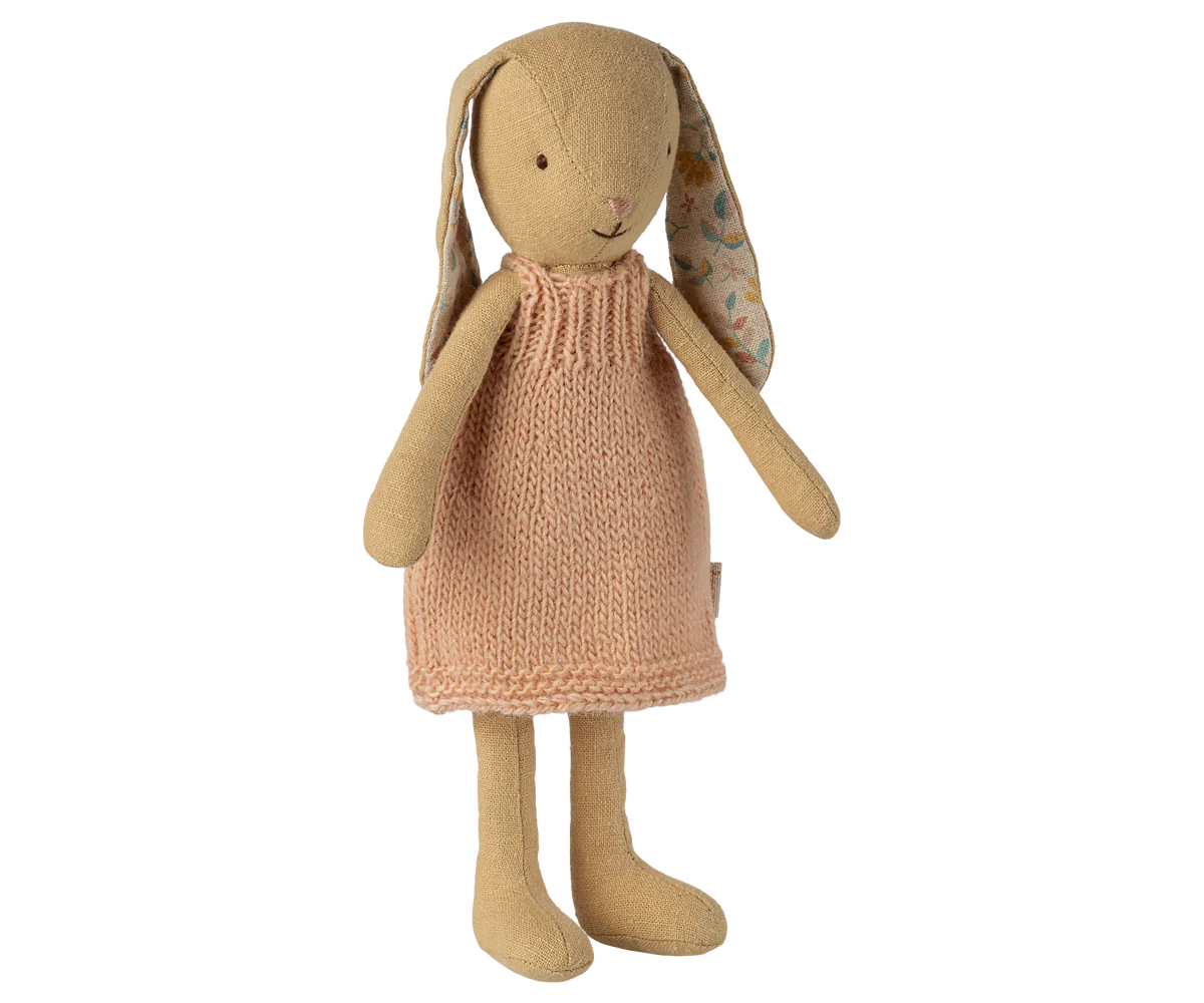 Maileg - Hase cremegelb getsricktes Kleid rosa