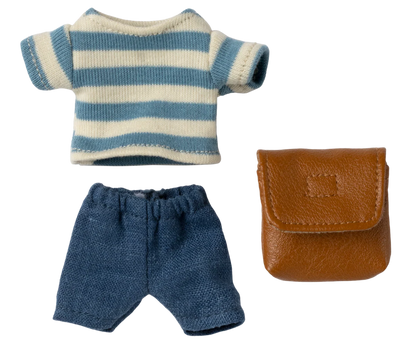 Maileg - Kleidung und Tasche Großer Bruder Maus braun