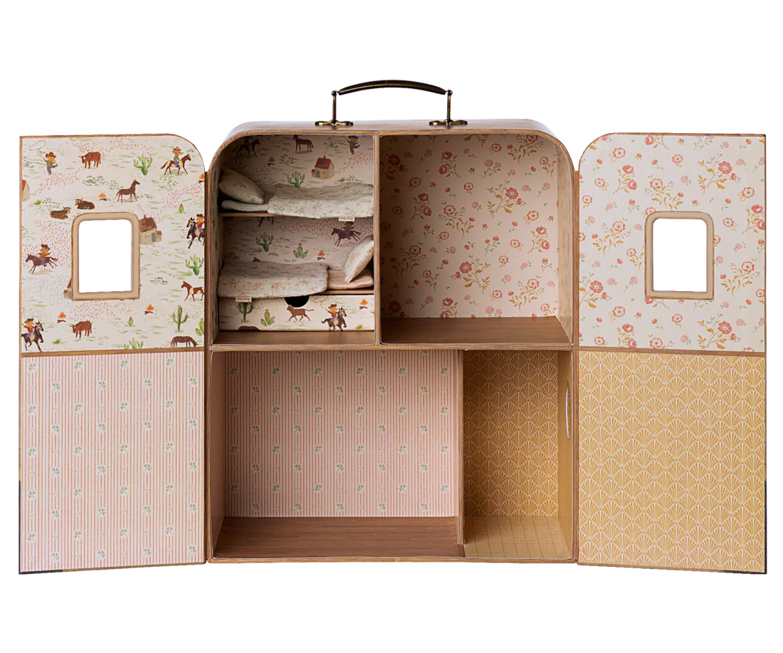 Maileg - Tragbares Haus SuitCasa Kleine Schwester und Bruder Maus