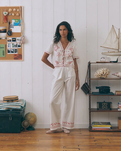 Maison Labiche Paris - Damen Bluse Stickerei Meeerestiere