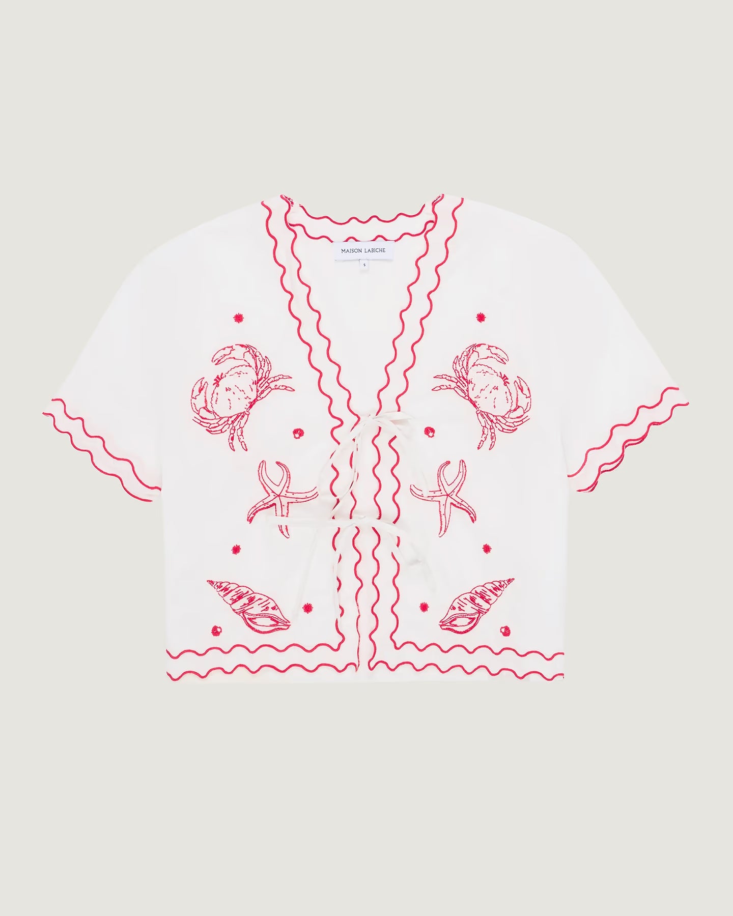 Maison Labiche Paris - Damen Bluse Stickerei Meeerestiere
