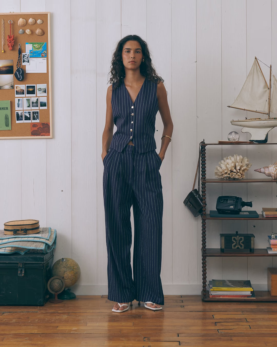 Maison Labiche Paris - Damen Hose Streifen blau weiß