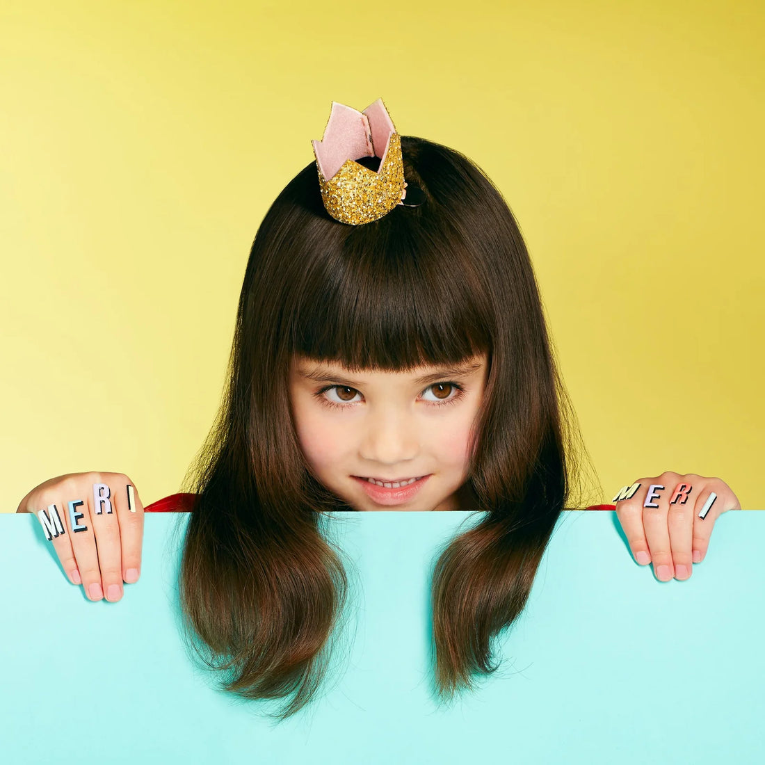 Meri Meri - goldene Glitzerkrone mit Haarspange