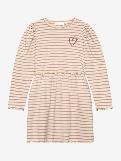 Minymo - Kinder Kleid gestreift, rosa-weiss