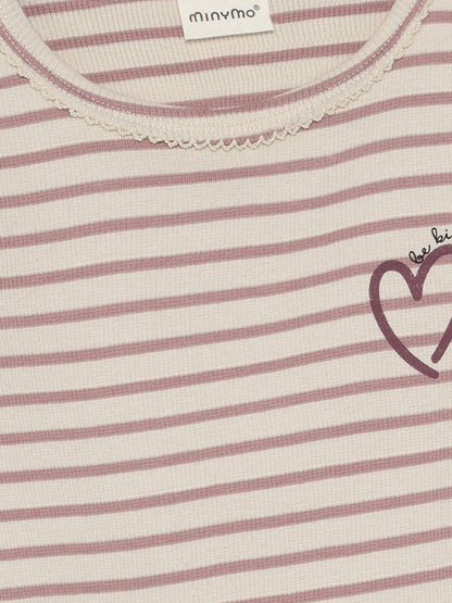 Minymo - Kinder Langarmshirt gestreift, rosa-weiss