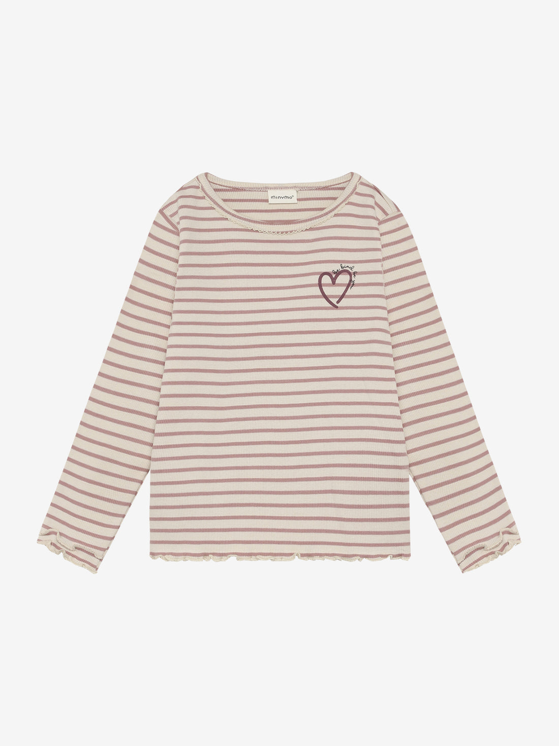 Minymo - Kinder Langarmshirt gestreift, rosa-weiss