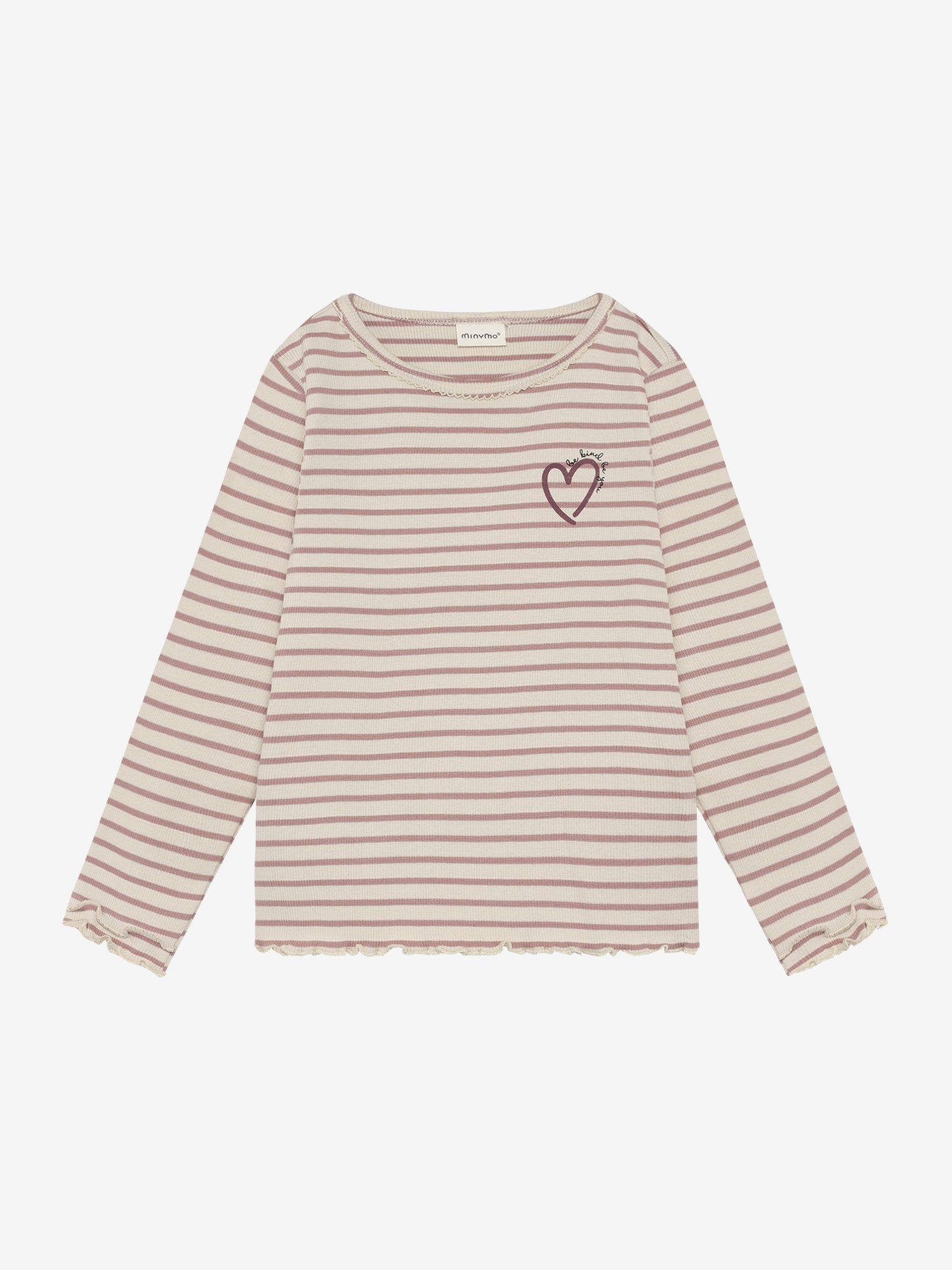 Minymo - Kinder Langarmshirt gestreift, rosa-weiss