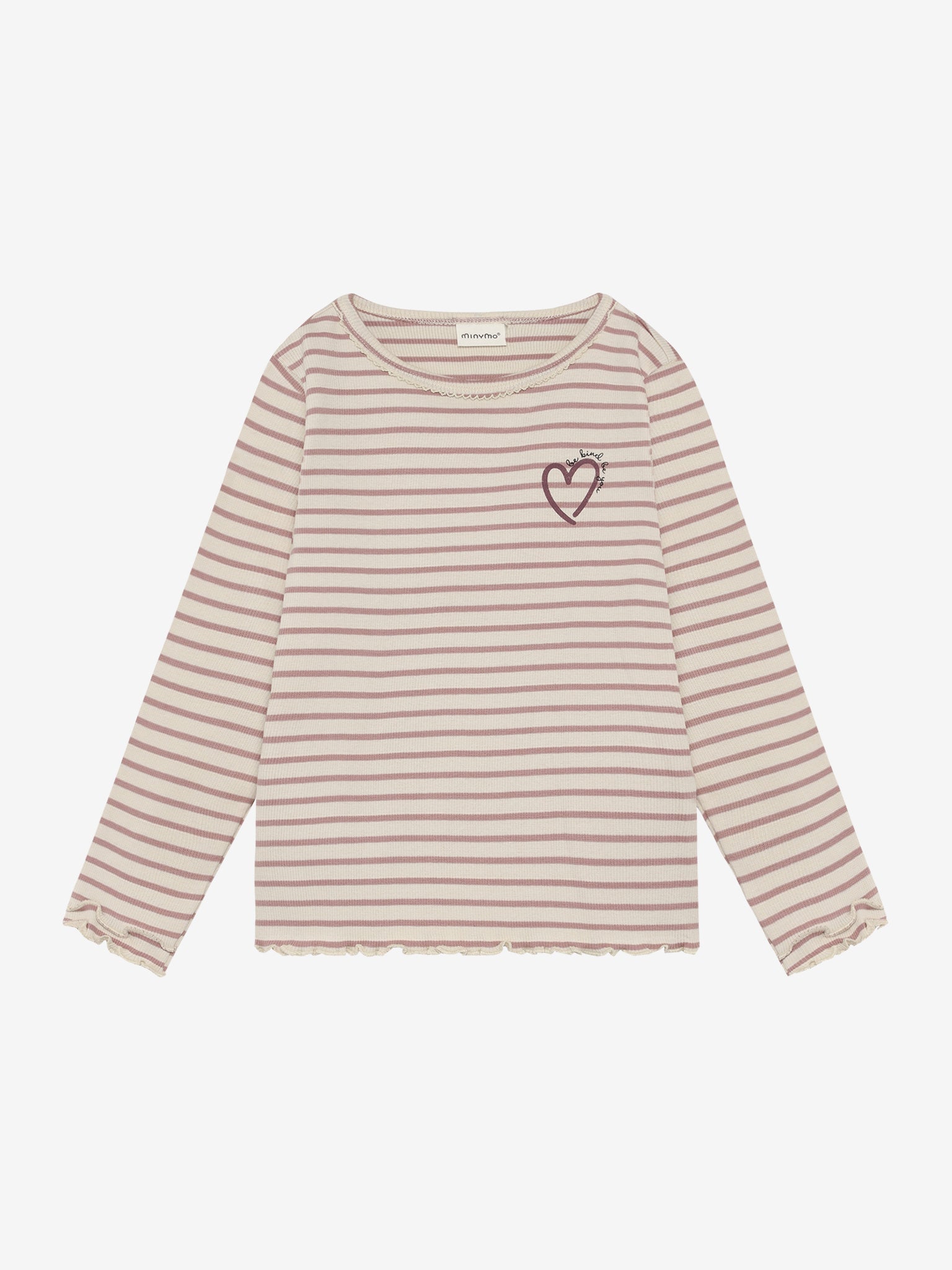 Minymo - Kinder Langarmshirt gestreift, rosa-weiss