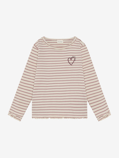 Minymo - Kinder Langarmshirt gestreift, rosa-weiss