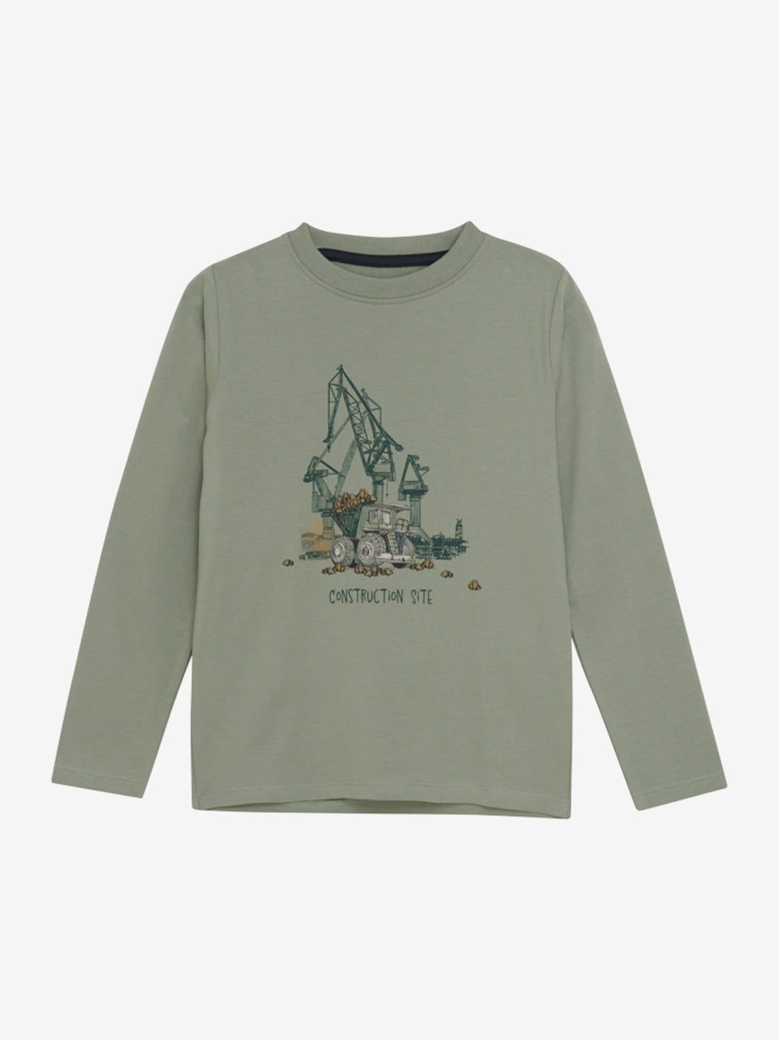 Schönes Langarm-T-Shirt mit Baustellen-Print von Minymo. Das T-Shirt ist aus einem weichen Baumwoll-Mix gefertigt