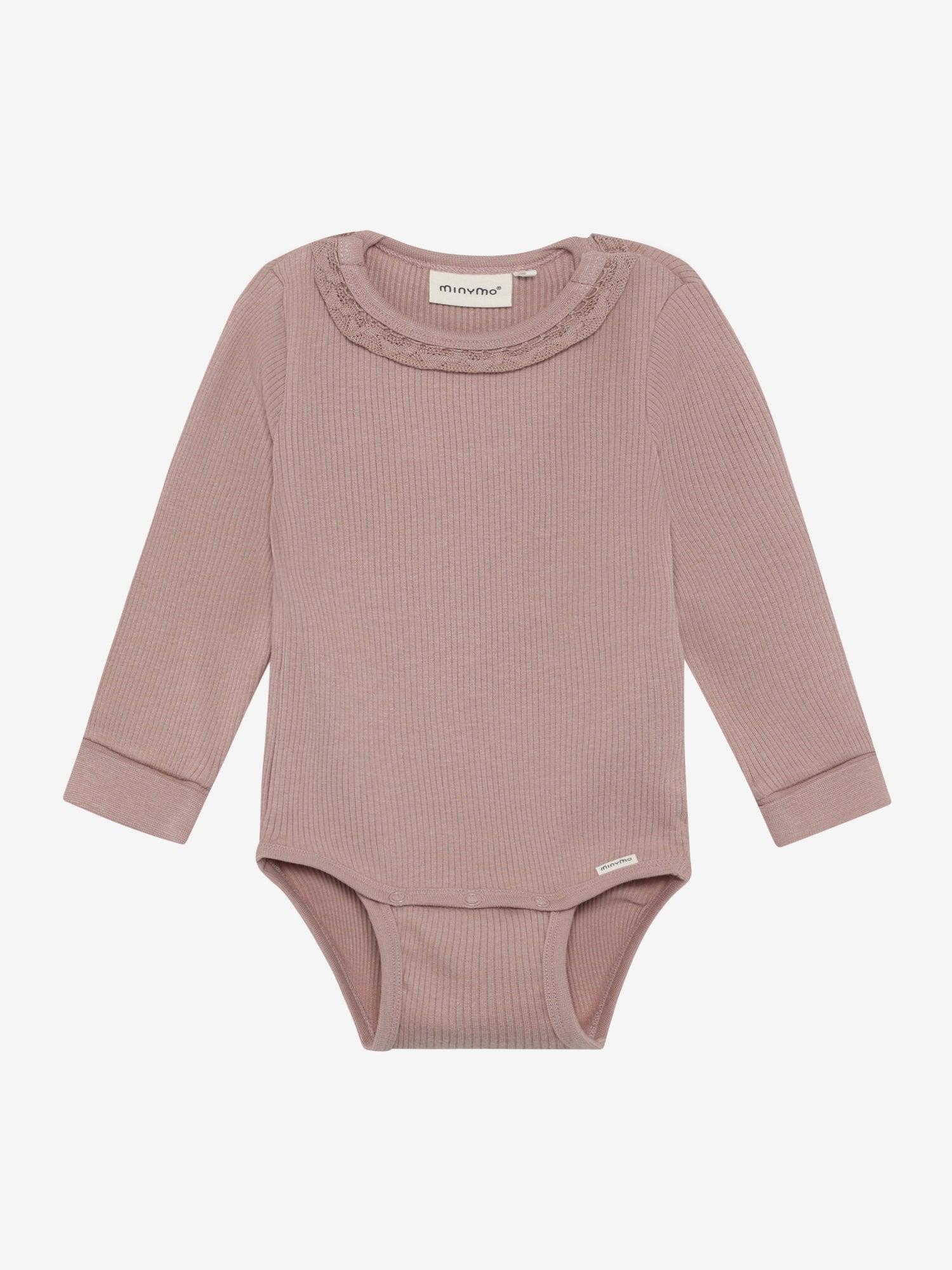 Minymo - gerippter Baby Body Rosa