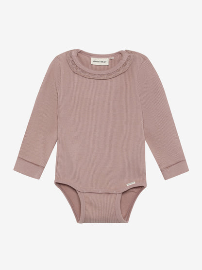 Minymo - gerippter Baby Body Rosa