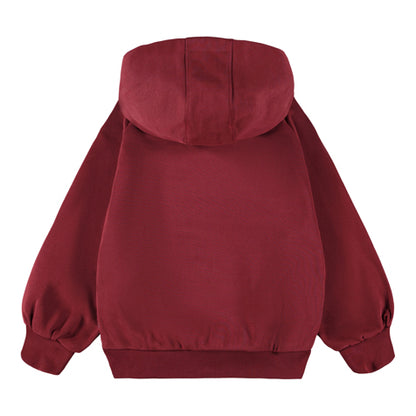 Molo - Sweatshirt für Kinder / Jungen - dunkelrot mit Flammen und Kaputze