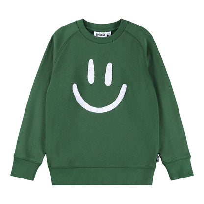 Molo - Sweatshirt in grün mit Smiley für Kinder