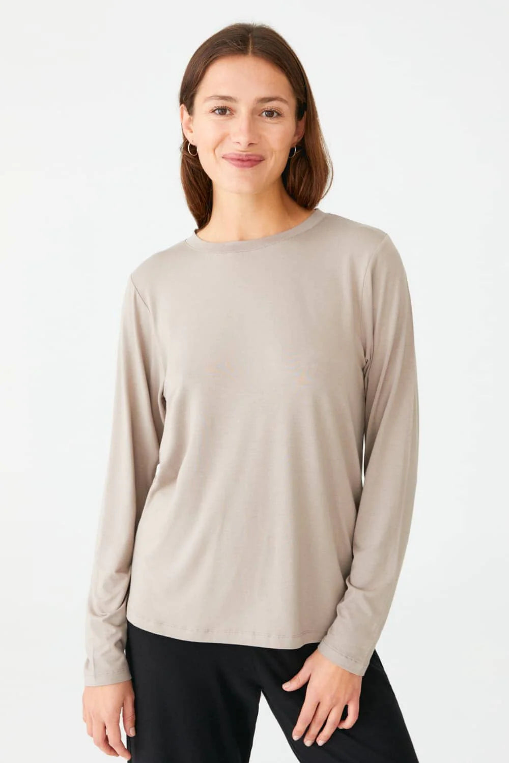 Movesgood - Shirt langarm Cindy aus Bambus taupe