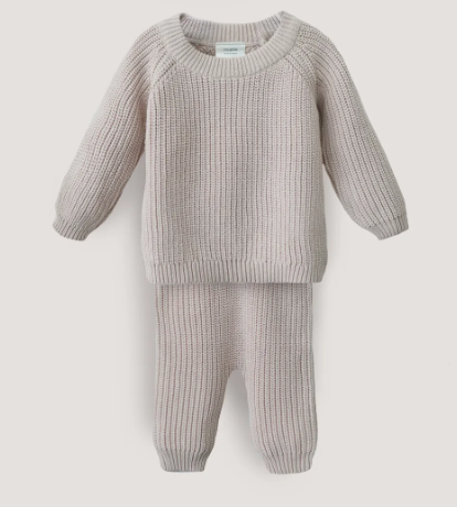 Mushie - Baby Strickpullover Biobaumwolle beigeMushie - Baby Strickhose Biobaumwolle mint