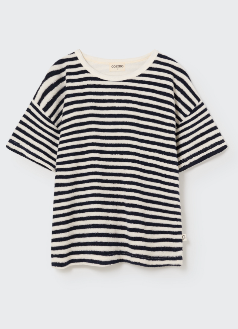 My Little Cozmo -  Kinder kurzarm T-Shirt frottee dunkelblau gestreift