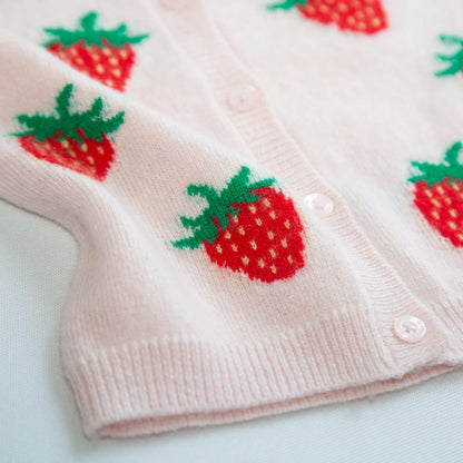 Papa Lobster - Baby Cashmere Cardigan STRAWBERRY Rosé