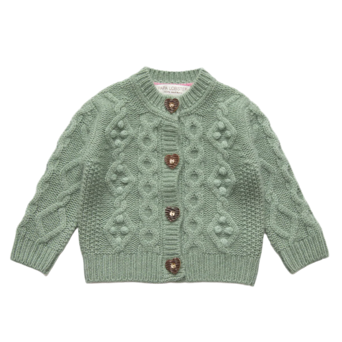 Papa Lobster - Baby Cashmere Cardigan CHARLOTTE Salbei