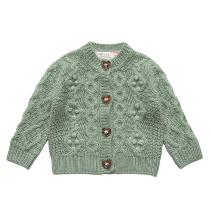 Papa Lobster - Baby Cashmere Cardigan CHARLOTTE Salbei