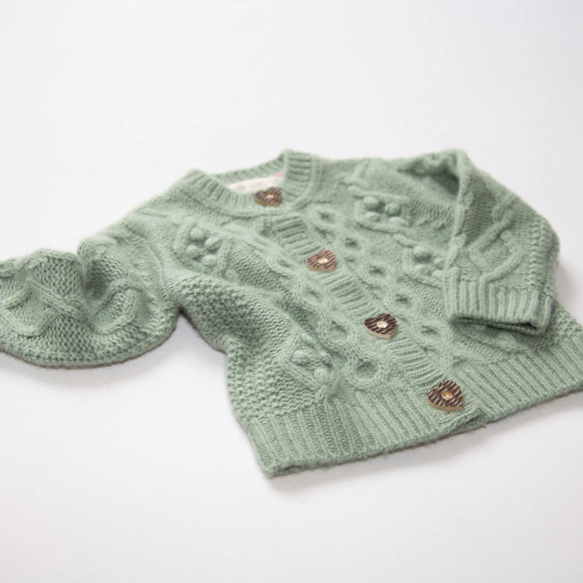 Papa Lobster - Baby Cashmere Cardigan CHARLOTTE Salbei