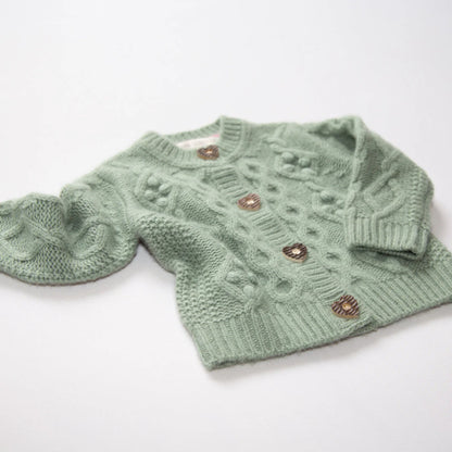 Papa Lobster - Baby Cashmere Cardigan CHARLOTTE Salbei