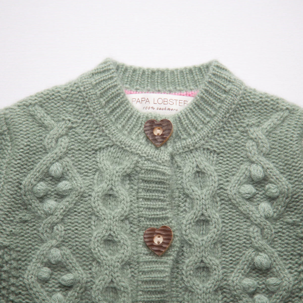 Papa Lobster - Baby Cashmere Cardigan CHARLOTTE Salbei