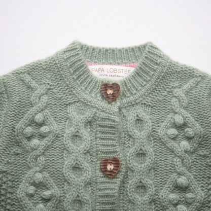 Papa Lobster - Baby Cashmere Cardigan CHARLOTTE Salbei